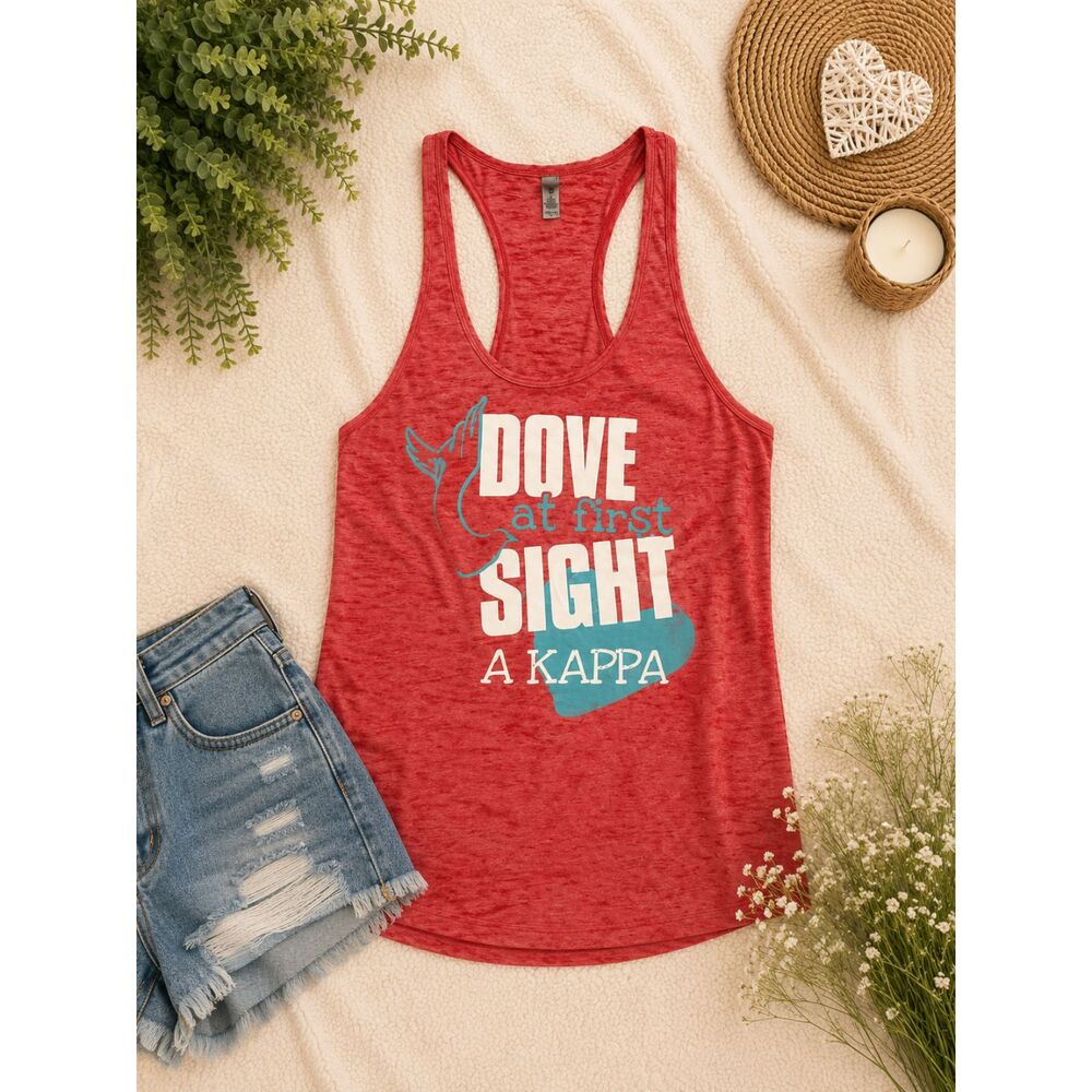 2011 Y2K Kappa Dove At First Sight Sorority Tank Top Women’s Large Coral Burnout